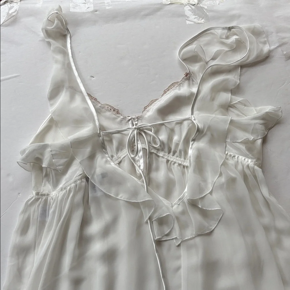Vintage Y2K Princess Slip Dress White Renaissance Girly 90 L New Fairy Romantic - Picture 13 of 16